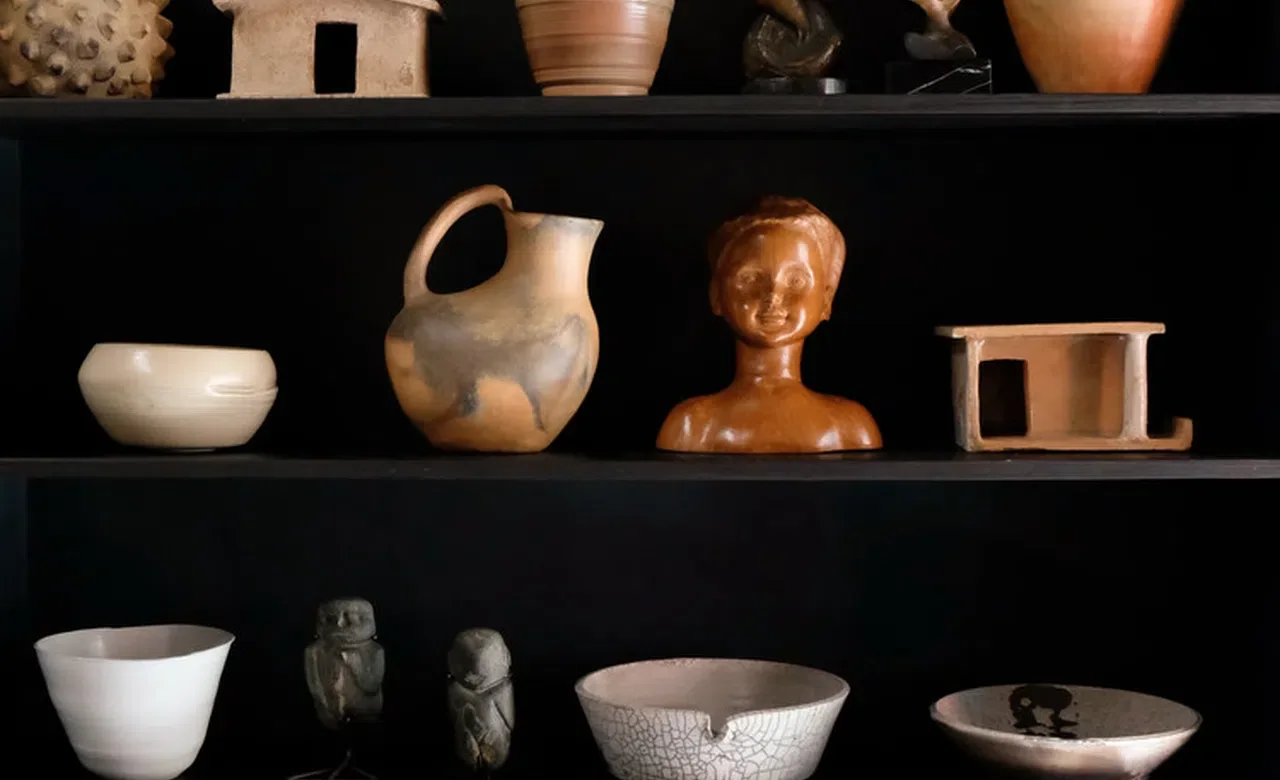 Stellah Gallery interior with art objects and ceramics