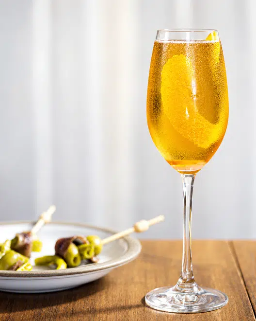 Aatxe Restaurant: Aatxe interior with golden cocktail and pintxos 2