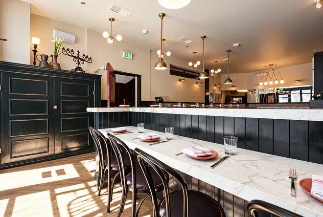 Aatxe Restaurant: Warm Aatxe interior with geometric shadows 14