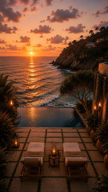 Casa Acapulco: alberca infinita al atardecer