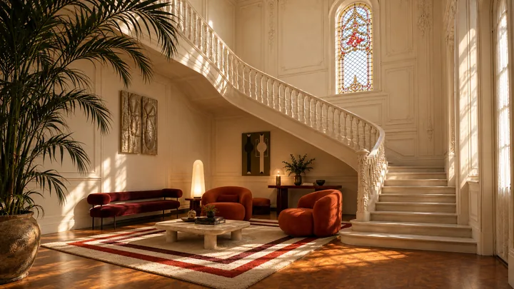 Ace Hotel: CDMX, staircase lounge and stained glass