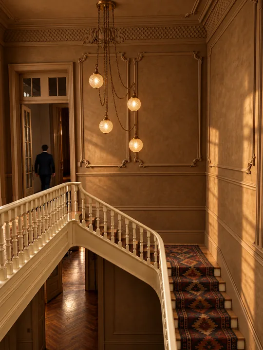 Ace Hotel: CDMX, heritage staircase with runner and bronze lighting