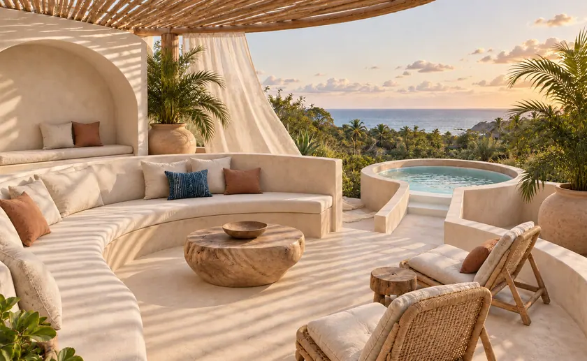 Araya Hotel: concepto de terraza en azotea con palmeras