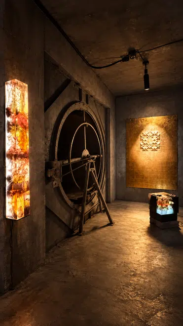 PRELUDE: Warm amber gallery with sculptural forms 2